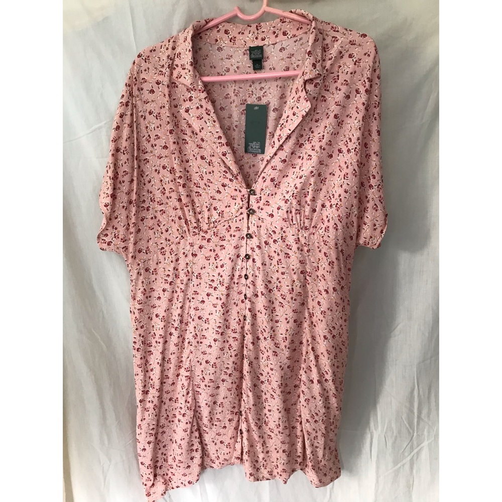 Wild Fable pink floral shirt dress